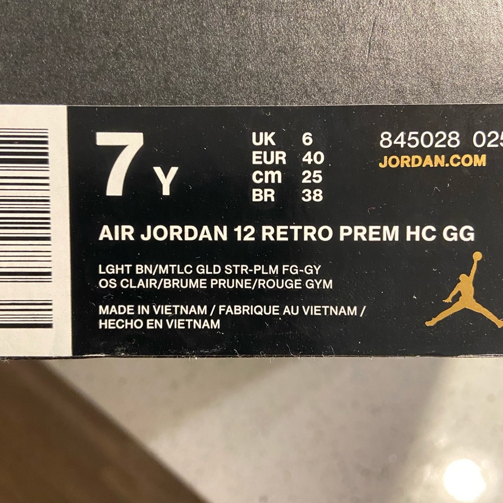 Jordans 12 retro PREM HC GG size 7Y - Picture 9 of 9